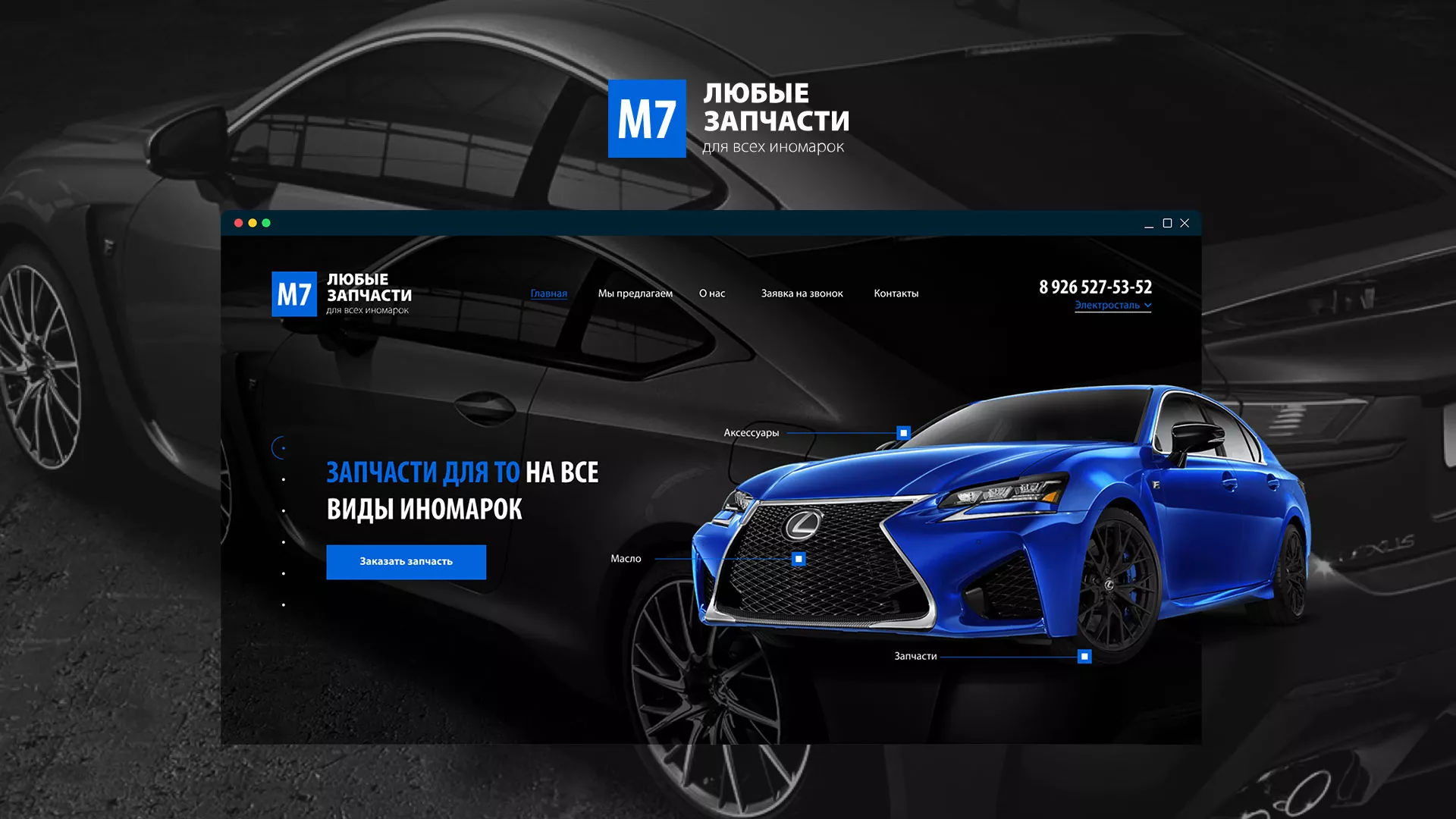 Разработка сайта магазина автозапчастей «М7» в Дрезне