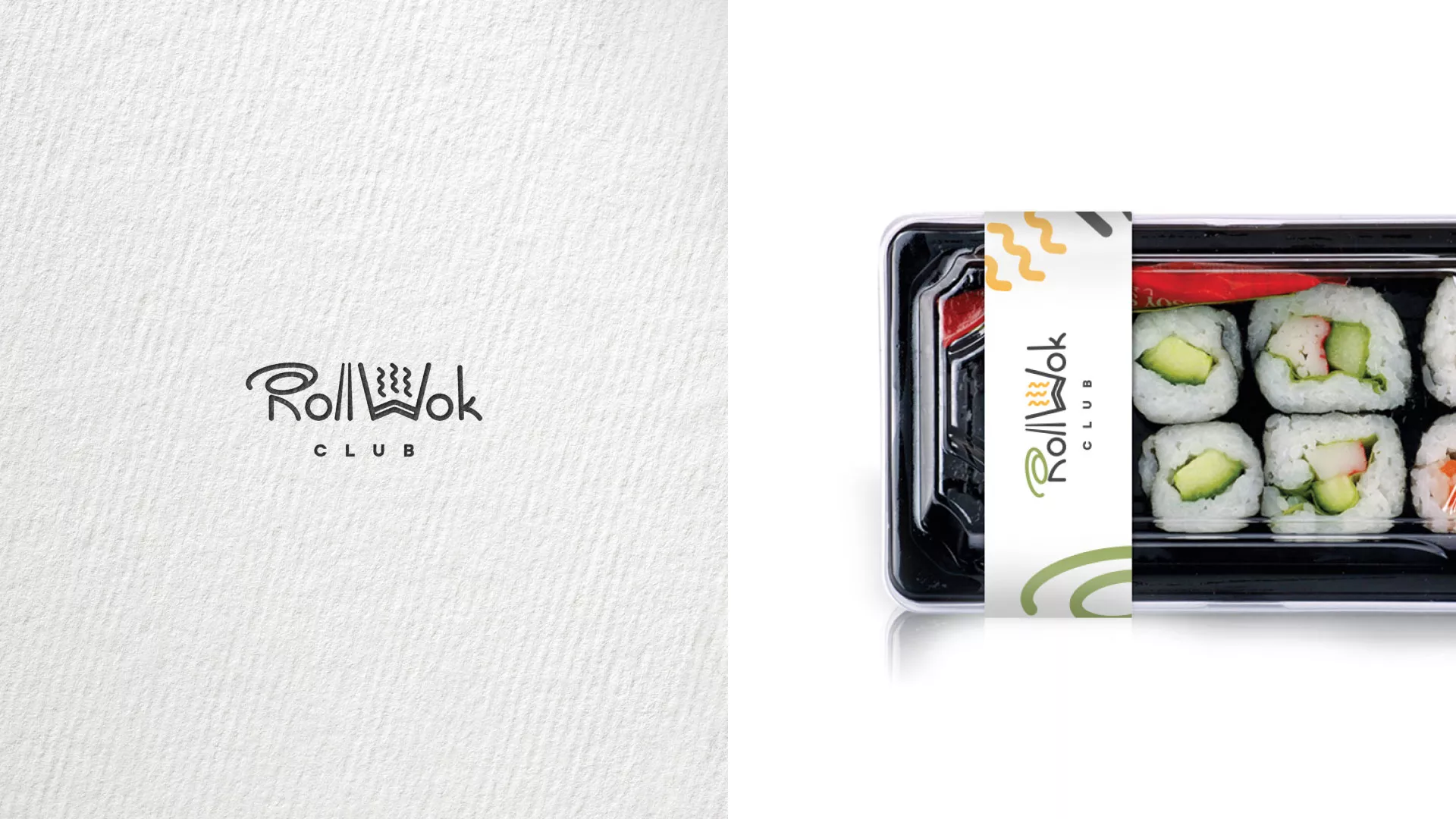 Разработка наклеек для суши-бара «Roll Wok Club» в Дрезне